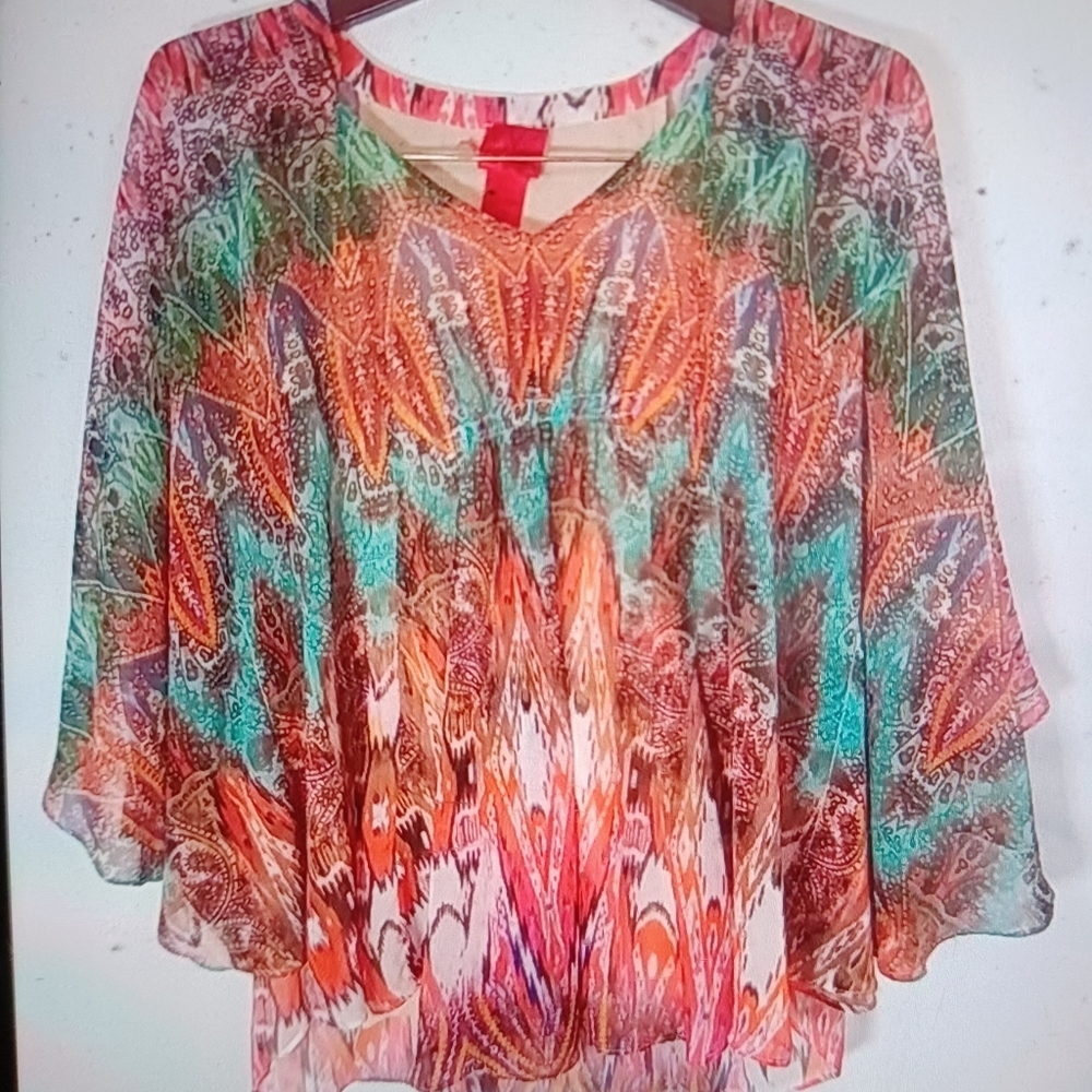 Christina V peasant top. Blouse large